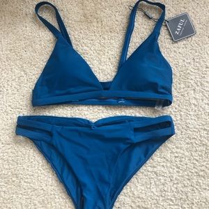 Blue Ladder Cut Bikini